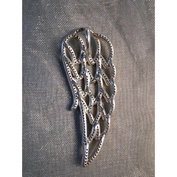 Authentic Pandora Retired Angel Wing Pendant. Pave. 925 Sterling Silver. - Picture 5 of 5